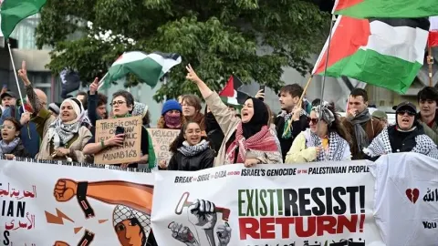 Brüksel'de, İsrail'in Gazze'deki soykırımının 3. yılı dolayısıyla Filistin'e destek gösterisi düzenlendi