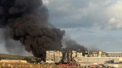 Kırklareli'nde ilaç fabrikasında çıkan yangına müdahale ediliyor