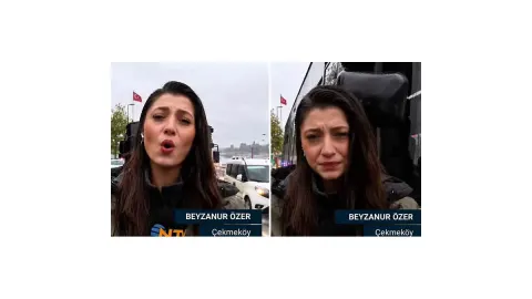 Muhabirin zor anları! Canlı yayında kafasına İETT otobüsünün aynası çarptı