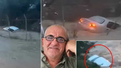 Sarıyer'de sel sularında aracı böyle sürüklenmiş. "İçinde adam var"